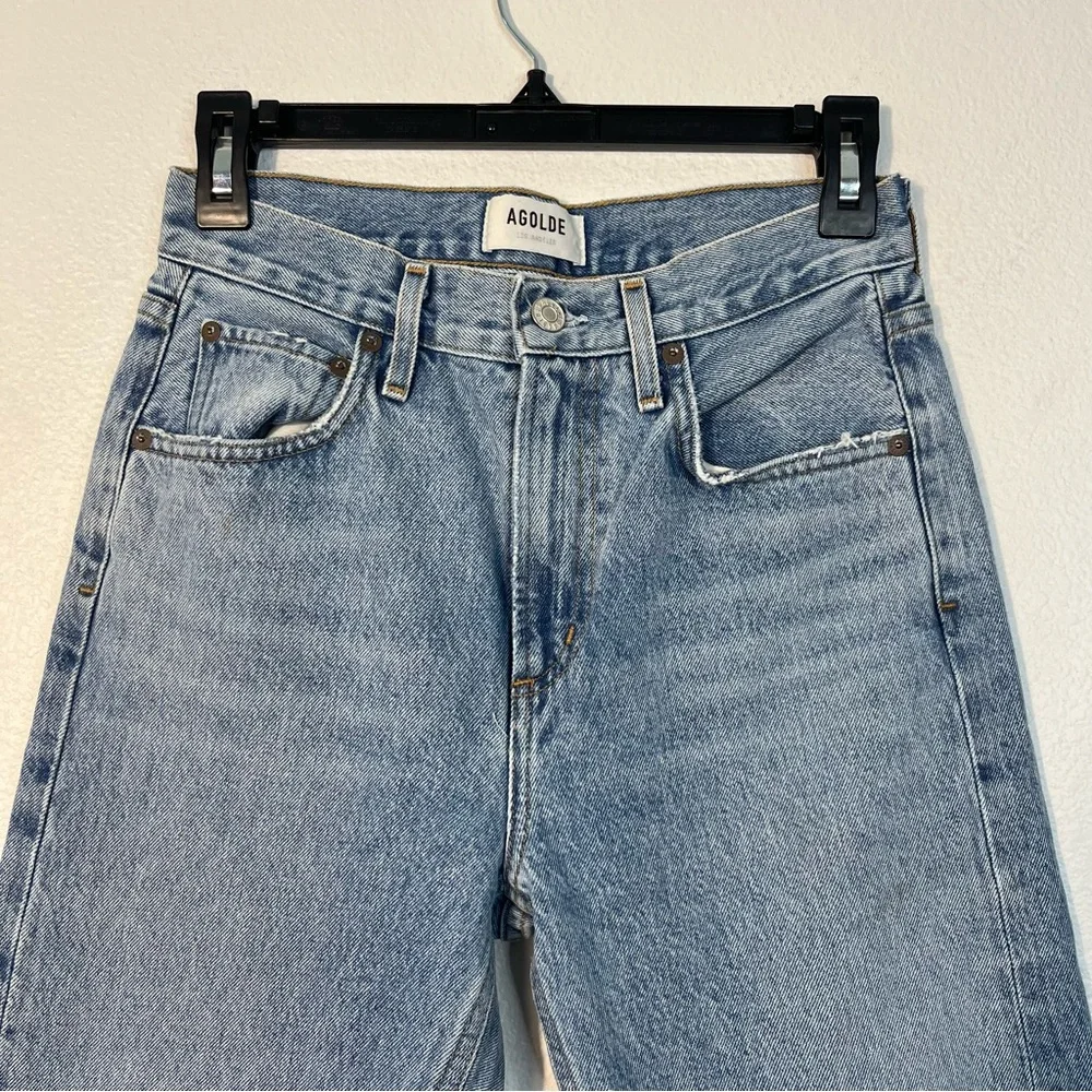 AGOLDE Cherie High Rise Straight Jeans Size 25 in Merit Chic Raw Hem Denim - Picture 4 of 8